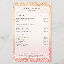 Folheto de Lista de Preços de Salão Glitter Modern