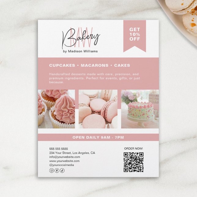 Folheto de Logotipo Monograma Personalizado da Bak (Bakery Custom Monogram Logo Flyer)