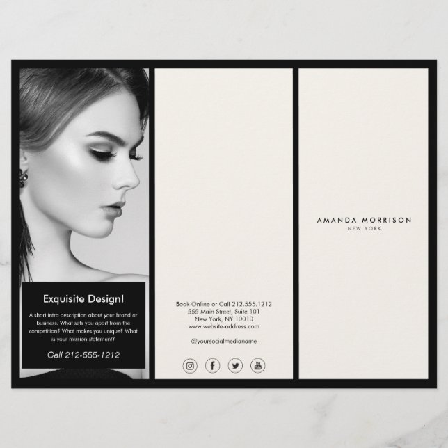 Folheto de luxo minimalista Black/Ivory (Frente)