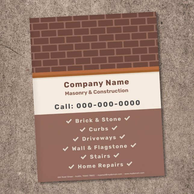 Folheto de Maçonaria e Construção (Masonry & Construction Flyer)