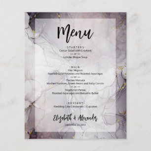 Folheto de Menu de Casamento com Mármore Econômico