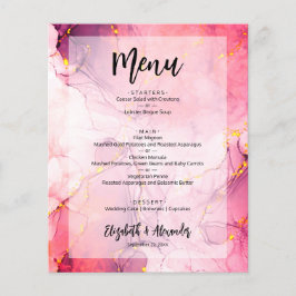 Folheto de Menu de Casamento de Mármore de Orçamen