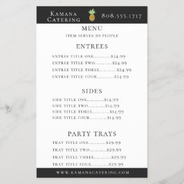 Folheto de Menu de Catering da Ilha do Abacaxi