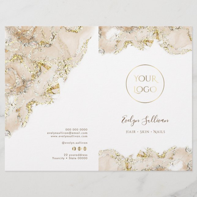Folheto de menu de design de marcação Beige (Frente)