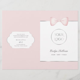 Folheto de menu de serviços de arco rosa coquette