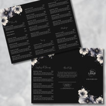 Folheto de Menu de Serviços de Spa Preto e Branco 