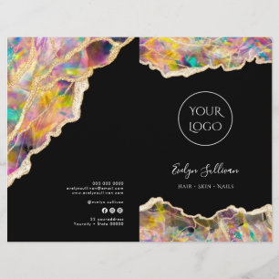 Folheto de menu do Opal design on black services