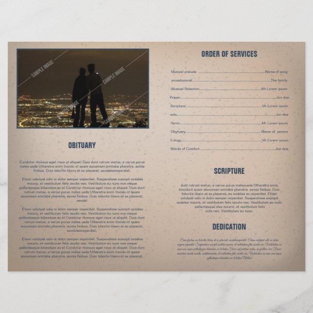 Folheto de Modelo do Programa Funeral Imprimível (Verso)