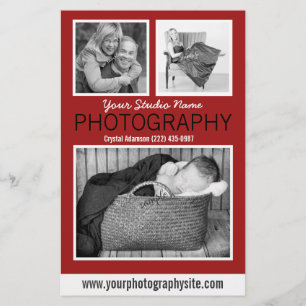 Folheto de negócios de fotógrafo com três fotos