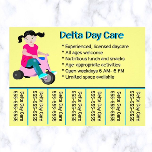 Folheto de Número de Telefone do Daycare Editável (What a great way to advertise your day care business!)