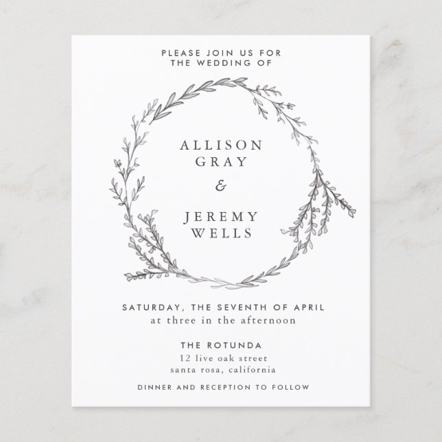 Folheto de Orçamento de Convite de Casamento (Frente)