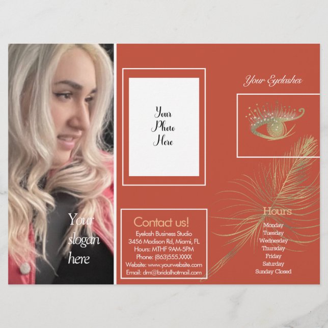 Folheto de panfleto de sessão de serviços de cílio (Verso)