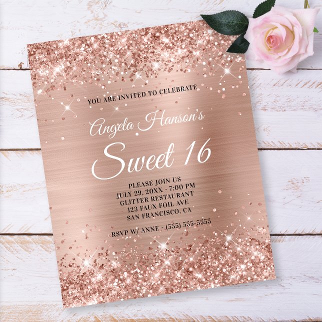 Folheto de papel Light Rosa Dourado Glitter Sweet  (Criador carregado)