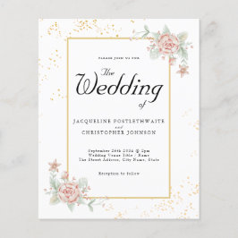 Folheto de Peony Rosa de Convite para Casamento de