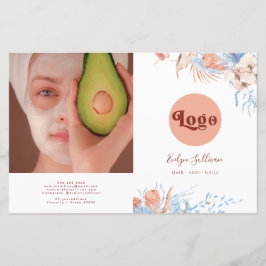 Folheto de pêssego e de bifurcação tropical azul