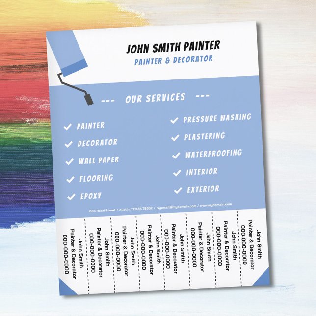 Folheto de Pintor e Decorador (Painter & Decorator Tear Off Strips Flyer)