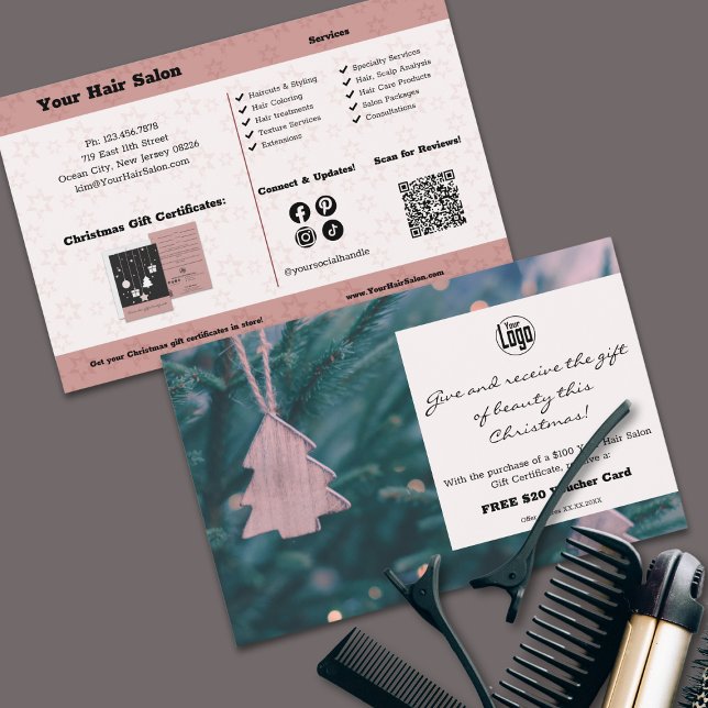 Folheto de Promocional do Certificado de Presente  (Photo Christmas Gift Certificate Promotional Flyer)