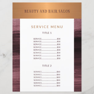 Folheto de promocional do menu de serviço moderno