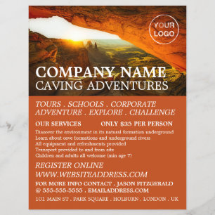 Folheto de propaganda de cavernas, barramento de a