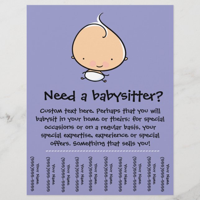 Folheto de rasgos de promocional Babysitting (Frente)