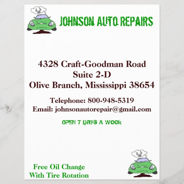 Folheto de reparo automático (Frente)