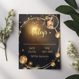 Folheto de saída de Baile de formatura Dourado e p