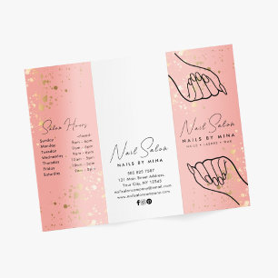 Folheto de Salão de Nail com Speck Dourados branco