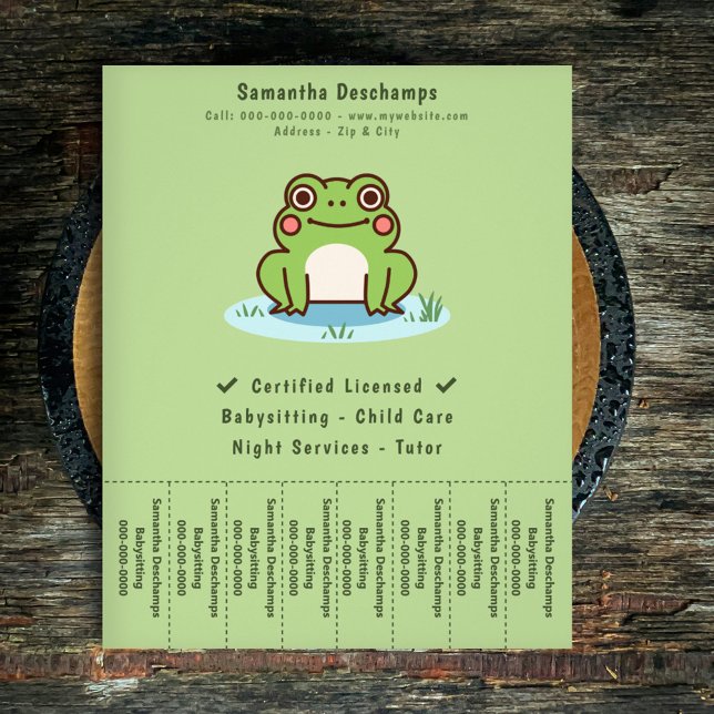 Folheto de Sapo Cortado (Cute Frog Tear Off Strips Flyer)