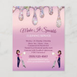 Folheto de Serviço de Limpeza de Cartoon Maid com<br><div class="desc">Glitter Drips Cartoon Maid Clearing Services Business Flyers. Afastem-se e atraiam mais clientes com esses folhetos de limpeza fofos. Personalizá-los para torná-los seus próprios.</div>