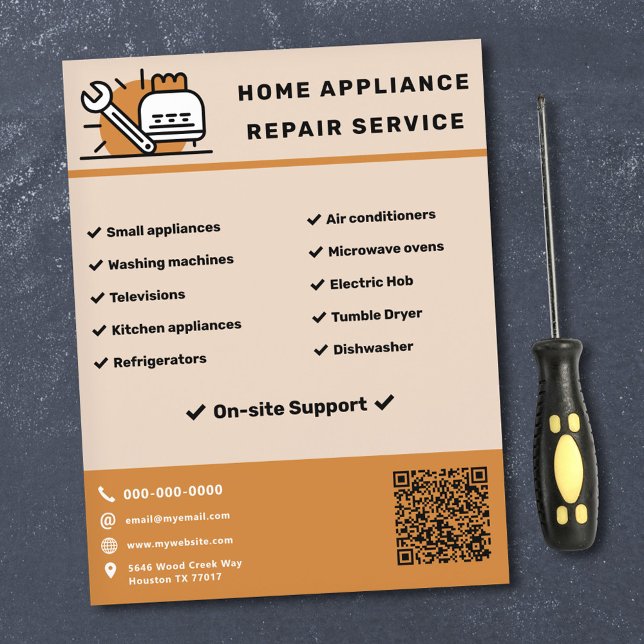 Folheto de Serviço de Reparo de Eletrodomésticos (Home Appliance Repair Service Flyer)