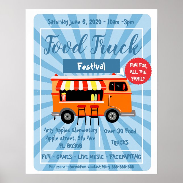 Folheto de tema do caminhão de comida e poster (Frente)