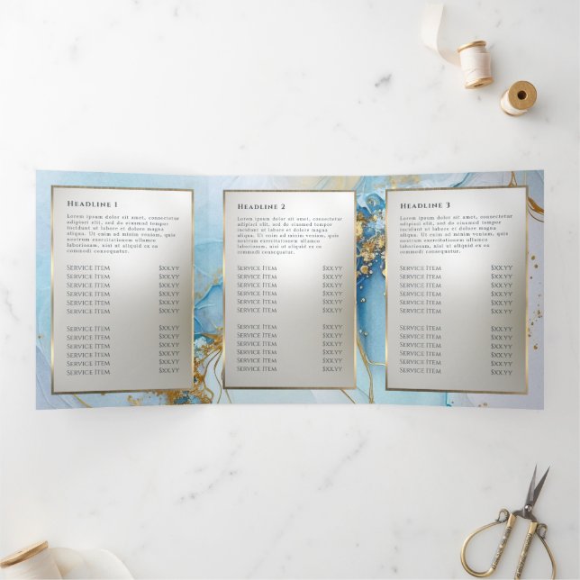 folheto de três dobras de mármore azul (Dentro)