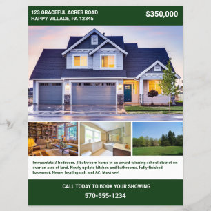 Folheto de Venda de Casa em Página Dupla com Fotos