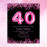 Folheto do aniversário de 40 anos Preto-Cor-de-Ros<br><div class="desc">🎉 🥳, dê o tom a um moderno, na moda e glamouroso aniversário de 40 anos com este incrível folheto de convite orçamental! 💖 ✨ A design apresenta uma combinação cativante de rosa e preto, exuando um ar de sofisticação e elegância. O número 40 toma o palco central, maravilhosamente escrito...</div>