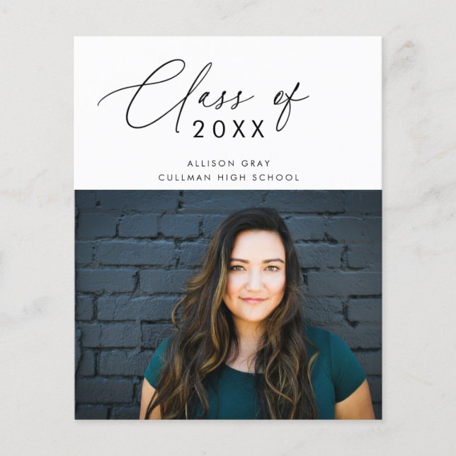 Folheto do Cartão de Graduação de Fotos do Script  (Frente)