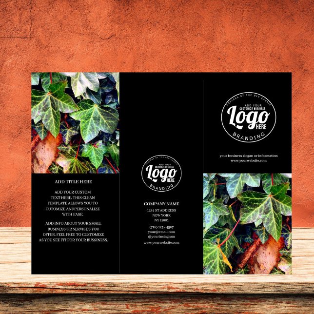 Folheto do logotipo comercial e foto preto triplo (business brochure )
