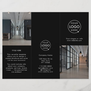 Folheto do logotipo de empresa moderno Black Photo