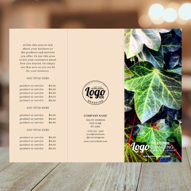 Folheto do logotipo e fotos da empresa moderna (Zazzle Modern Business Photo & Logo Trifold Brochure)