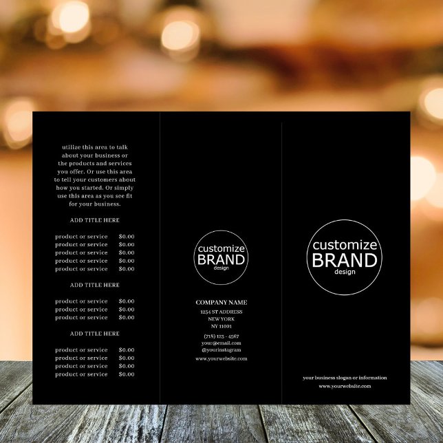 Folheto do logotipo preto para empresas modernas (business brochure)