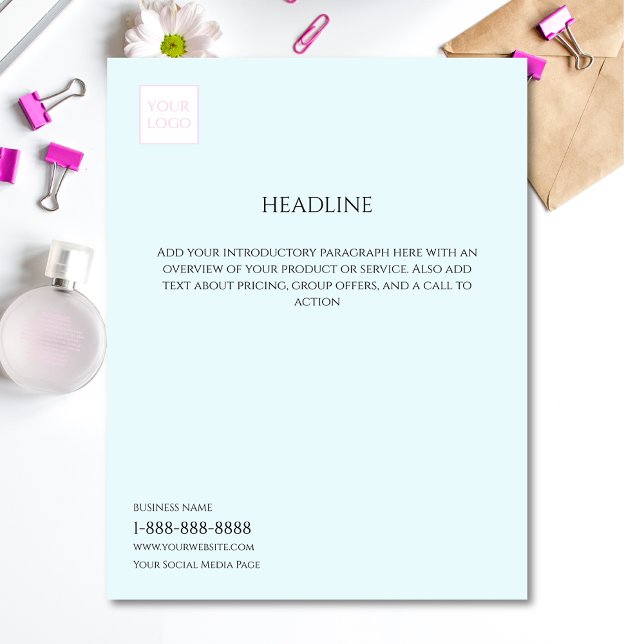 Folheto do Marketing comercial azul pálido mínimo  (Criador carregado)