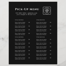 Folheto do menu de ativação do restaurante preto |