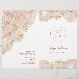 Folheto do menu de serviço design de marcação rosa