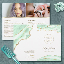 Folheto do menu do serviço de agata verde Seafoam