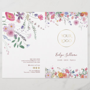 Folheto do menu do serviço de flores silvestres fr