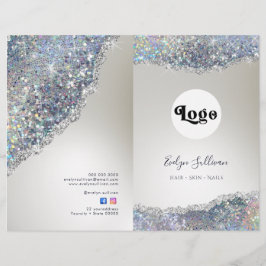 Folheto do menu do serviço de folha fina prateada