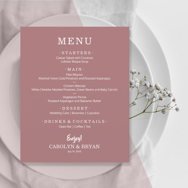 Folheto do menu Rosa cor-de-rosa do deserto simple (Criador carregado)