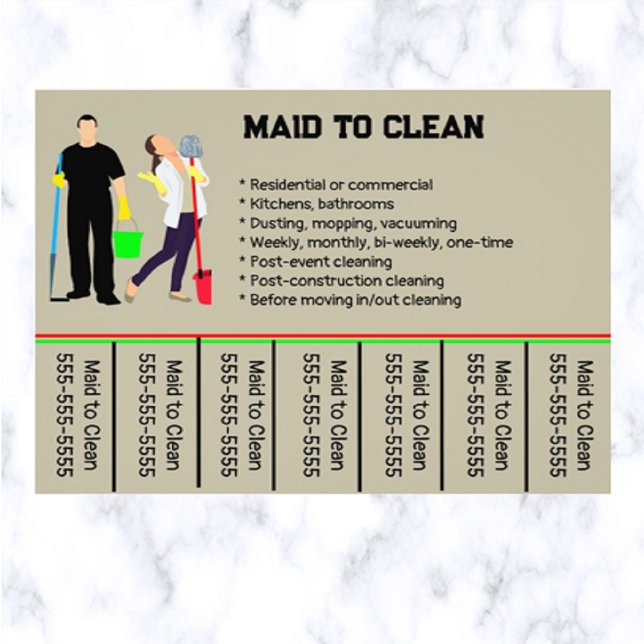 Folheto do Número de Telefone do Serviço Maid Edit (What a great way to advertise your cleaning services!)