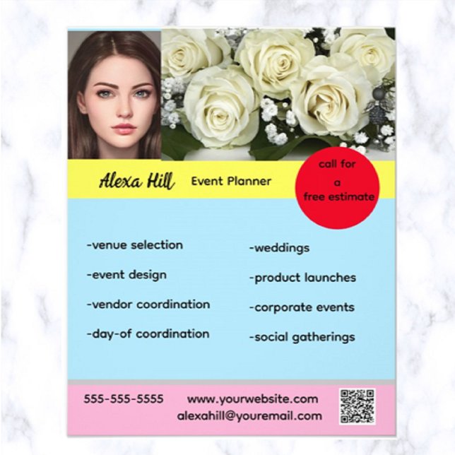 Folheto do Planejador de Eventos Editável (What a great way to promote your event planning business!)