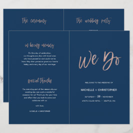 Folheto do Programa de Casamento Chic Dourado Azul