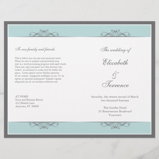 Folheto do Programa de Casamento Decorativo Modern (Frente)